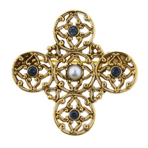 Windows to Heaven Embellished Filigree Cross Brooch