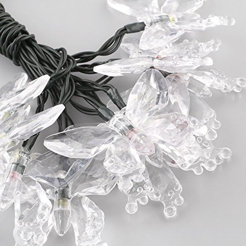 GreenEmart Waterproof Butterfly LED Solar Powered String Lights for Wedding Outdoor Gardens Homes, 20 LED 2 Modes Steady on / Flash