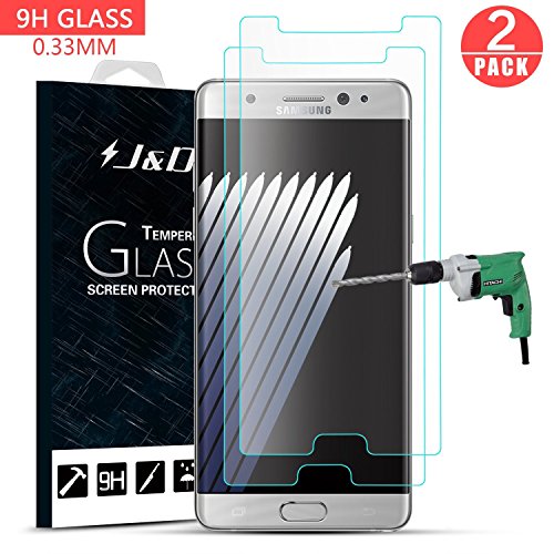 Samsung Galaxy Note 7 Screen Protector, J&D Glass Screen Protector [Tempered Glass] HD Clear Ballistic Glass Screen Protector for Samsung Galaxy Note 7 - Protect Screen From Drop and Scratch (2 Packs)