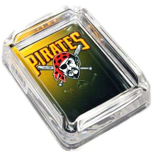 Detail image Pittsburgh Pirates Glass Ashtray - Dimensions 3 Inch x 4 Inch - Simulated Black Velvet Botton