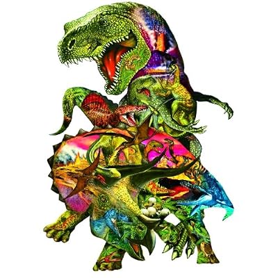 T Rex Attack Shaped Jigsaw Puzzle by Dennis Rogers 1000pc