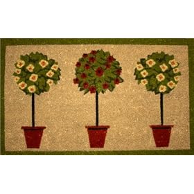 Printed Topiary Coir Doormat with Anti-Slip Rubber Backing