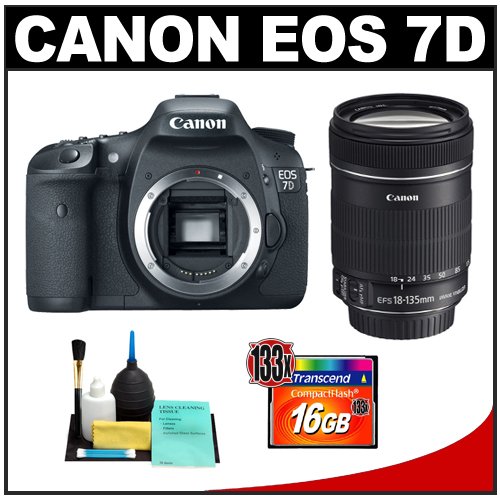 Canon EOS 7D Digital SLR Camera Body + Canon 18-135mm IS Zoom Lens + 16GB Card + Cleaning Kit