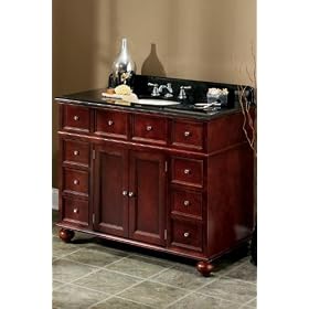 Hampton Bay 45 Inch Dark Brown Sink Cabinet with Black Granite Top, BLACK GRANITE, HAZEL... by Home Decorators Collection