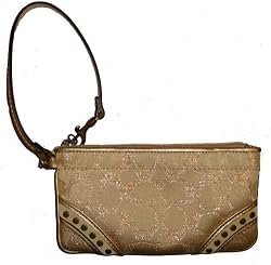 Coach Signature Lurex Large Wristlet Case Bag 41939 Gold
