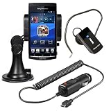 ORIGINAL q1 STARTER SET FÜR SONY ERICSSON XPERIA ARC | XPERIA NEO | XPERIA PLAY | XPERIA PRO 3in1 SET Halter KFZ Halterung 360 grad drehbar KFZ Halter Autohalterung | IBLUE MINI BLUETOOTH HEADSET | KFZ LADEKABEL LADEGERÄT REISELADER AUTOLADEKABEL NEU! GARANTIE! NUR SOLANGE VORRAT REICHT! JETZT ZUSCHLAGEN!