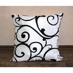 Cocktailkissen Dekokissen Ornament schwarz auf wei�, Gr��e/Size/Taille:40 x 60 cm