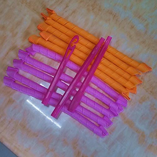 25 inch Curl Formers Magic Spiral Hair Curlers Rollers (10 Pcs, Orange+Pink)