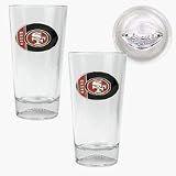 San Francisco 49ers 2 Piece Pint Ale Glass Set with Football Bottom