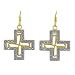 Yellow Gold Cross Vermeil Genuine Diamond Accent Earrings