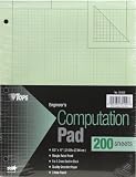 TOPS Engineering Computation Pad, 3-Hole Punched, 8.5 x 11 Inches, 5 Squares per Inch, 200 Sheets, Green, (35502)