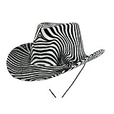 BLACK and WHITE ZEBRA PRINT PLUSH VELVET COWBOY HAT by Luxury Divas
