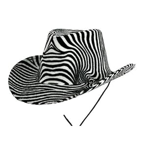 BLACK and WHITE ZEBRA PRINT PLUSH VELVET COWBOY HAT by Black Felt Hats