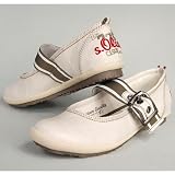 s.OLIVER Damen Pumps, Ballerina, Logodesign, verstellbare Schliesse, offwhite-khaki
