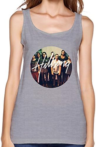 AOPO Funny O-Neck Hillsong United Band Tank Top For Women Medium Gray