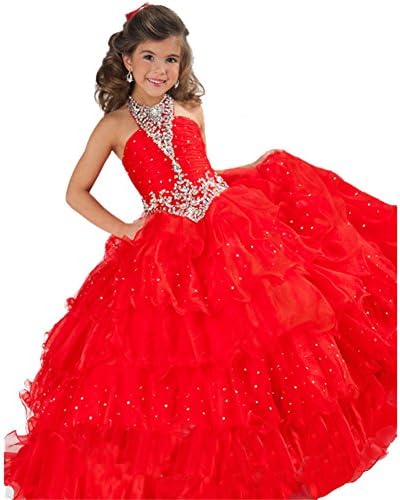 GGE Girl's Ball Gown Pageant Dresses Custom Party Princess Red 16