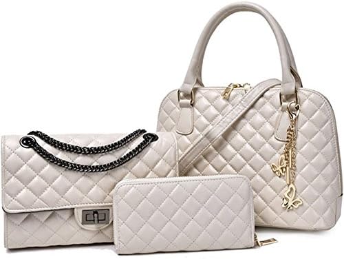 Symbolove Modern Designer 3-Piece Leather Top Handbags Tote Purse Satchel Shoulder Bag for Women-C4