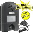 Ultraschall Vertreiber mit Bewegungsmelder & BLITZ - Marder-, Katzen- und Waschbären- Gerät inkl. Netzteil