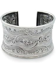 Silver cuff bracelet, Forest Ferns - Thai Fine Silver Cuff Bracelet