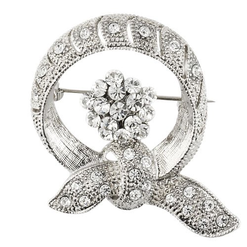 Ribbon Lace Knot Rhinestone Pin Brooch