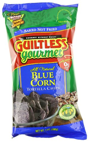 Guiltless Gourmet Organic Baked Tortilla Chips, Blue Corn, 7-Ounce Bags (Pack of 12)