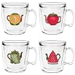 Fruit Teapots 12 oz Insulated Coffee Mug Set, Clear (4 designs)