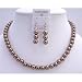Synthetic Pearl Bronze Pearl Necklace w/ Dangling Earrings (BRAND NEW)