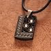 J1045 Designer Inspired Modern Black Three Ball Men's Pendant Ancient Symbols Silver Tag Dog Stainless Steel Necklace for Men Chain on a Rubber Cord Presentation Box