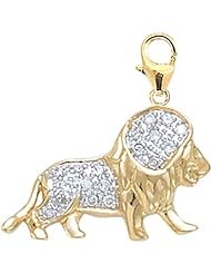 14K Yellow Gold Diamond Lion Charm