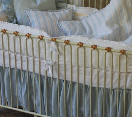Pom Pom at Home Gathered Linen Crib Skirt - Pink