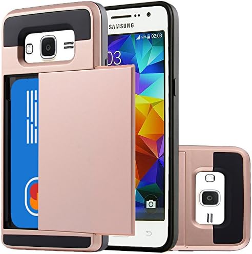 Galaxy Core Prime Case,Sophmy Wallet Case Anti-scratch Protective Shell Shockproof Rubber Bumper Cover Card Slot Holder for Samsung Galaxy Core Prime (rose gold)