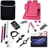GTMax 16 pieces Essential Accessories Bundle Black Stand Case Kit for Toshiba Thrive 10.1-inch Android Touchscreen Tablet 8GB 16GB 32GB AT105-T108 /AT105-T1016 / AT105-T1032