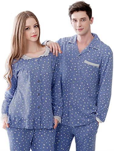 Warmjama Couples Cotton Sleepwear Matching Pajamas (2 pcs, Womens M, Mens M)