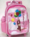 Curious George Rolling Backpack - Full Size Rolling Luggage (Pink)