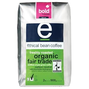Ethical Bean Coffee Peruvian Dark Roast Fair Trade Organic Coffee, 32-Ounce Bag by Ethical Bean Coffee