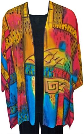 Women's Arizona Inspired Hand Painted Art Wear Silk Jacket & Scarf One Size Oversized