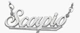 Genuine Sterling Silver Scorpio Script Zodiac Pendant Oct 24 - Nov 22 with chain
