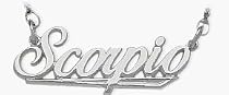 Genuine Sterling Silver Scorpio Script Zodiac Pendant Oct 24 - Nov 22 with chain
