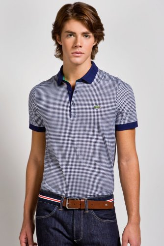 Red! Collection Short Sleeve Jersey Polo with Printed Check
