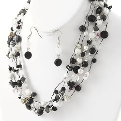 Black and White Necklace and Earrings
