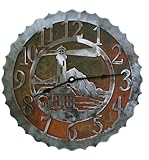 IMAGE OF Lighthouse Rust Patina and Burnished Steel Wall Clock (18 inch)