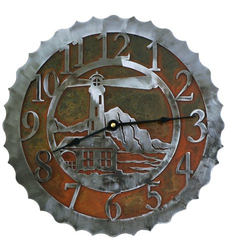 Lighthouse Rust Patina and Burnished Steel Wall Clock (18 inch)