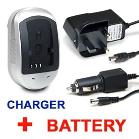 Invero HIGH QUALITY Battery Pack + Mains Charger AC Adaptor with Car Charger for Olympus SP-800UZ SP800UZ SP-800 SP800 ZU