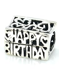 Pro Jewelry .925 Sterling Silver " Happy Birthday " Bead Compatible with Pandora Chamilia Kay Troll Bracelet