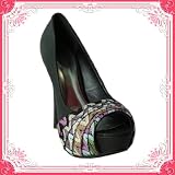 Women's Qupid Black Leatherette Pleated High Heel Stiletto Pumps (Neutral193x)