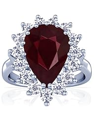 18K White Gold Pear Cut Ruby Ring With Sidestones (GIA Certificate)