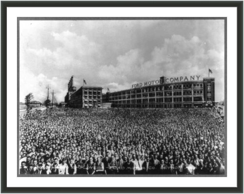 Historic Print (S): Michigan. Detroit. Several thousand employees massed before Ford Motor Company building