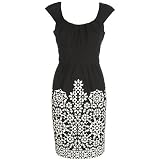 London Times Black & Ivory Ottoman Dress BLACK IVORY 12 Avg Ms