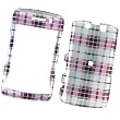 RIM BlackBerry Storm 2 9550 Verizon Snap On Protector Hard Case Image Cover Shiny Pink Plaid On Silver Metallic