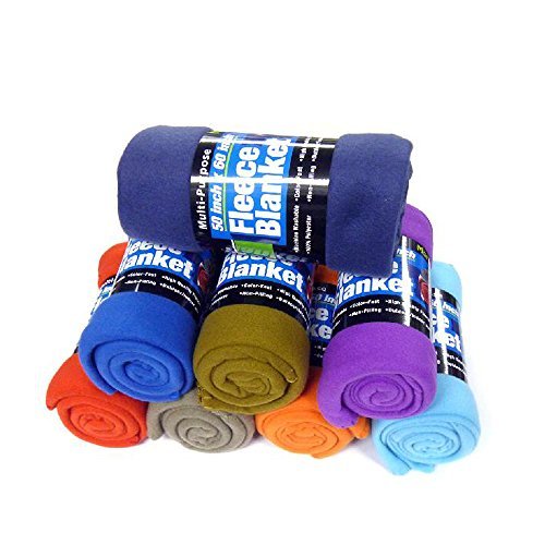 Fleece Throw Blanket - 50in, College Dorm Room Accessories, (Colors May Vary)